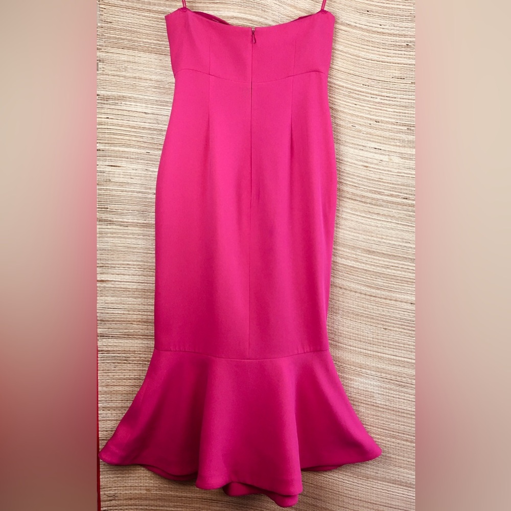 Cinq à Sept Luna Strapless Midi Dress In Hot Pink Size 10 - Picture 7 of 13